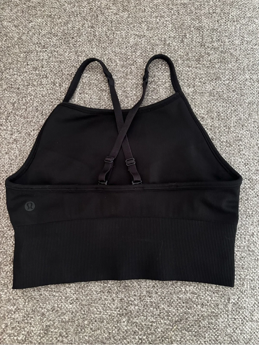 lululemon athletica Black Ribbed Cross‑Back Sports Bra